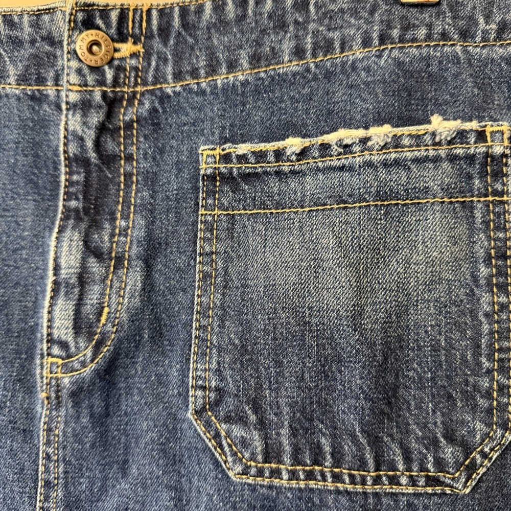 Vintage Tommy Hilfiger Jeans Y2K Cowgirl Denim Maxi Skirt Patch Pocket Size 14 - Picture 6 of 14